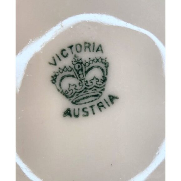 VTG Victoria Austria Green Floral Pattern  Gold edging sugar & creamer set with - Picture 11 of 16